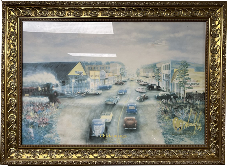 LOT 04 - Wendell Cooley - Downtown Chickamauga Oil Painting Framed
