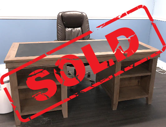 LOT 12 - SOLD - Executive Desk Antique Birch Wood w/Chair