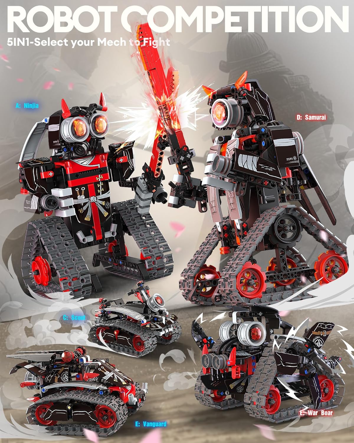 Coplus Mechanical Master 5-in-1 STEM Robot Building Kit APP & Remote Control Samurai/Ninja Blocks - NIB