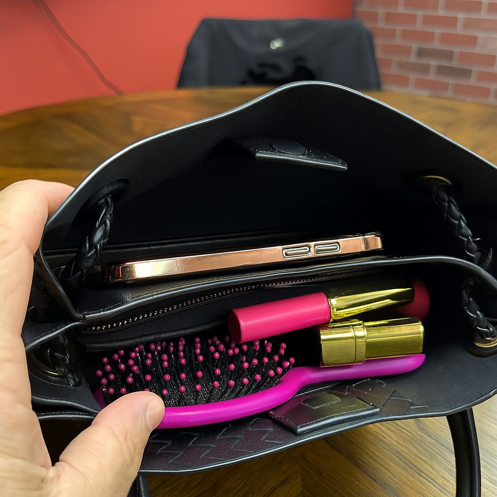 Woven Elegance Tote Handbag Purse – Black & Gold Edition -NIB