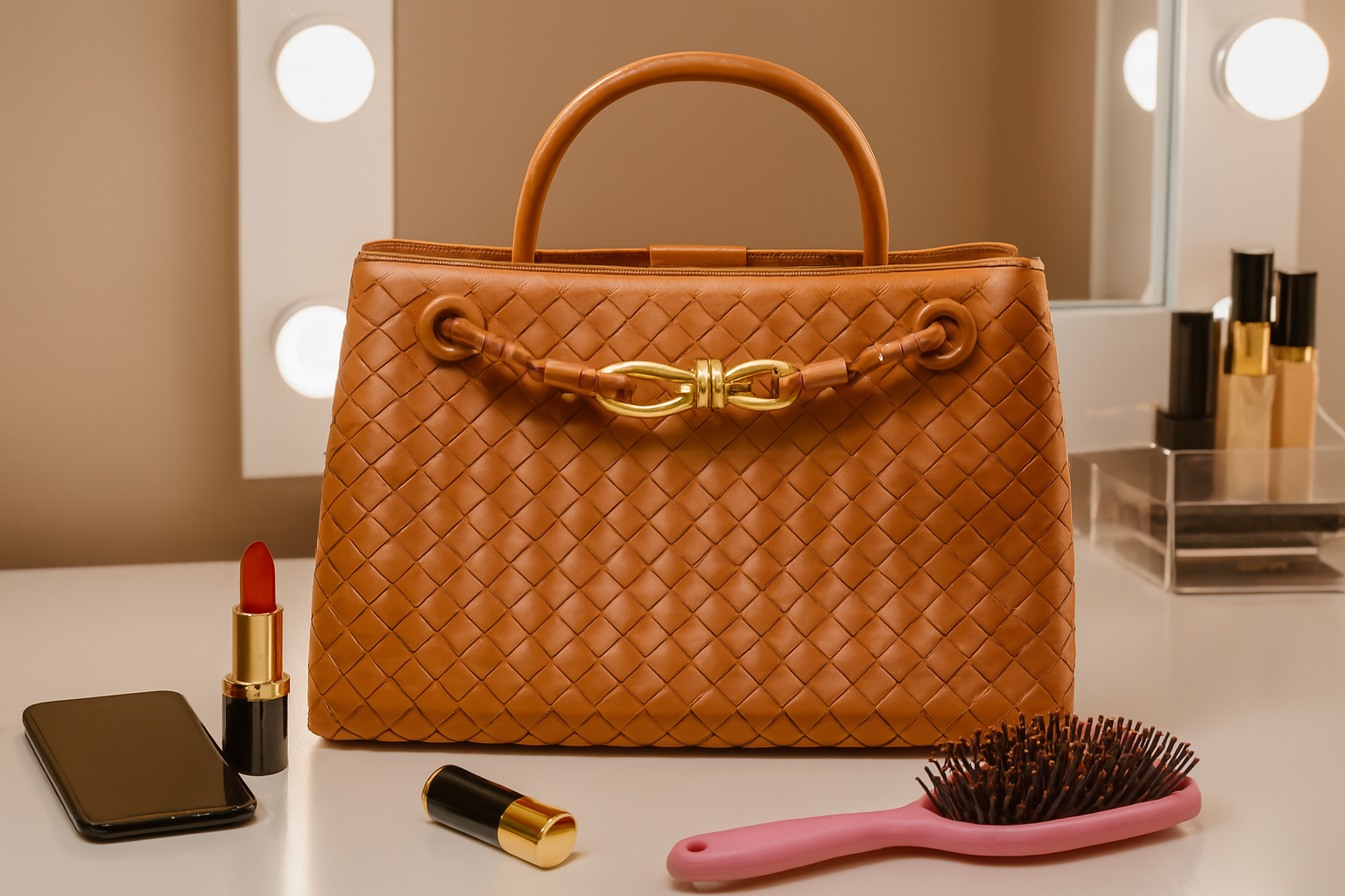 Woven Elegance Full-size Tote Handbag Purse – “Saddle Knot” Edition -NIB