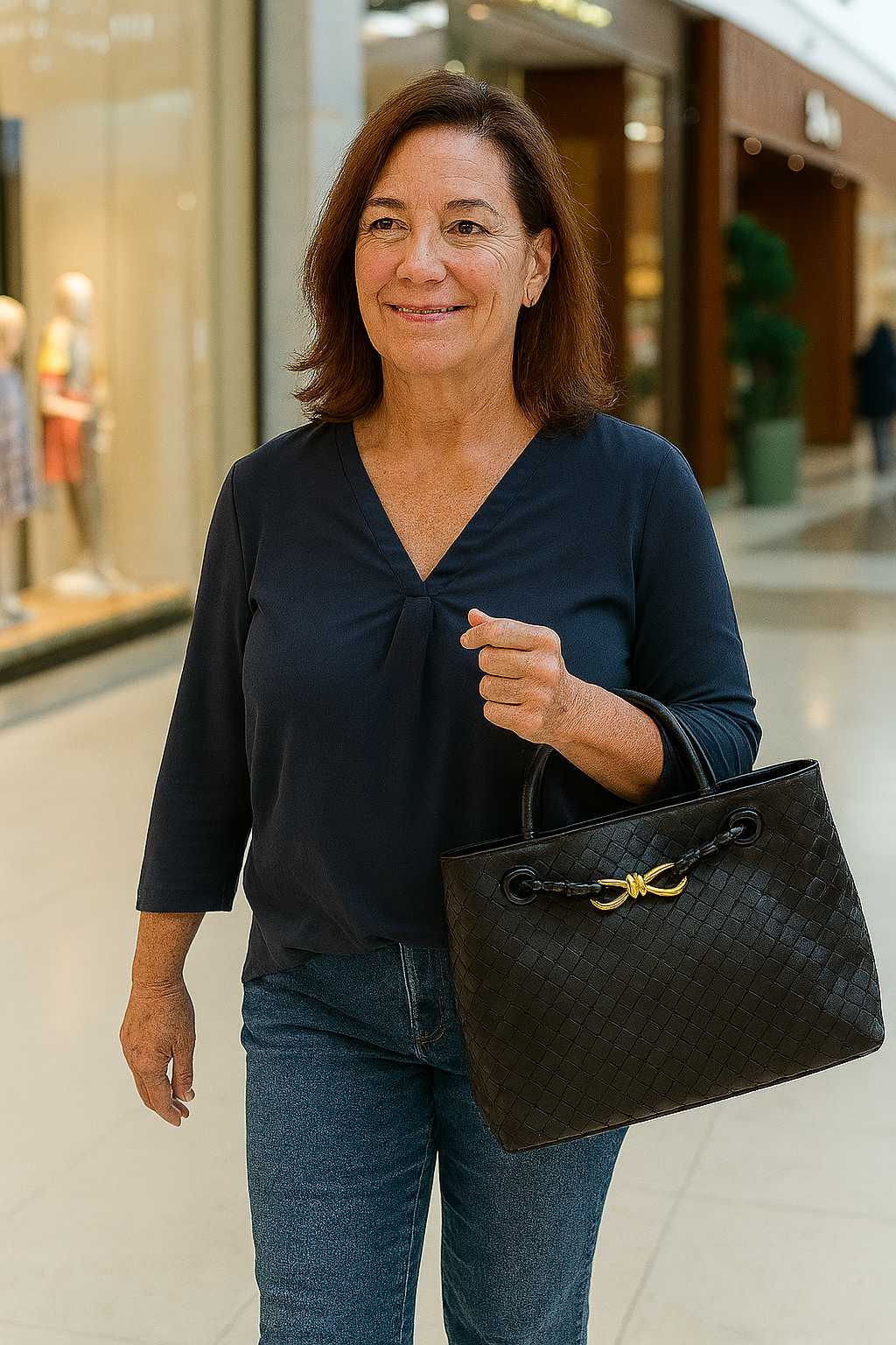 Woven Elegance Full-Size Handbag Purse – Black & Gold Edition -NIB