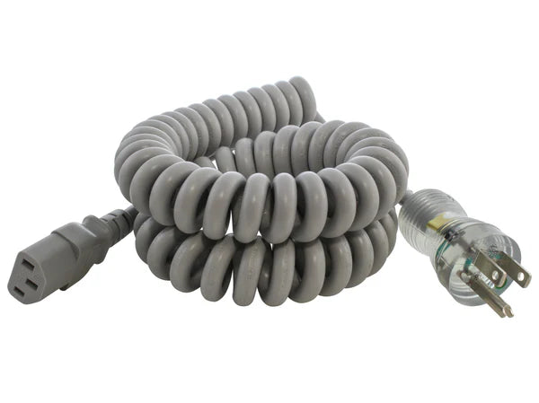 Coiled Medical Grade Power Cord With C13 Connector UP to 6.5ft 10A 18/3