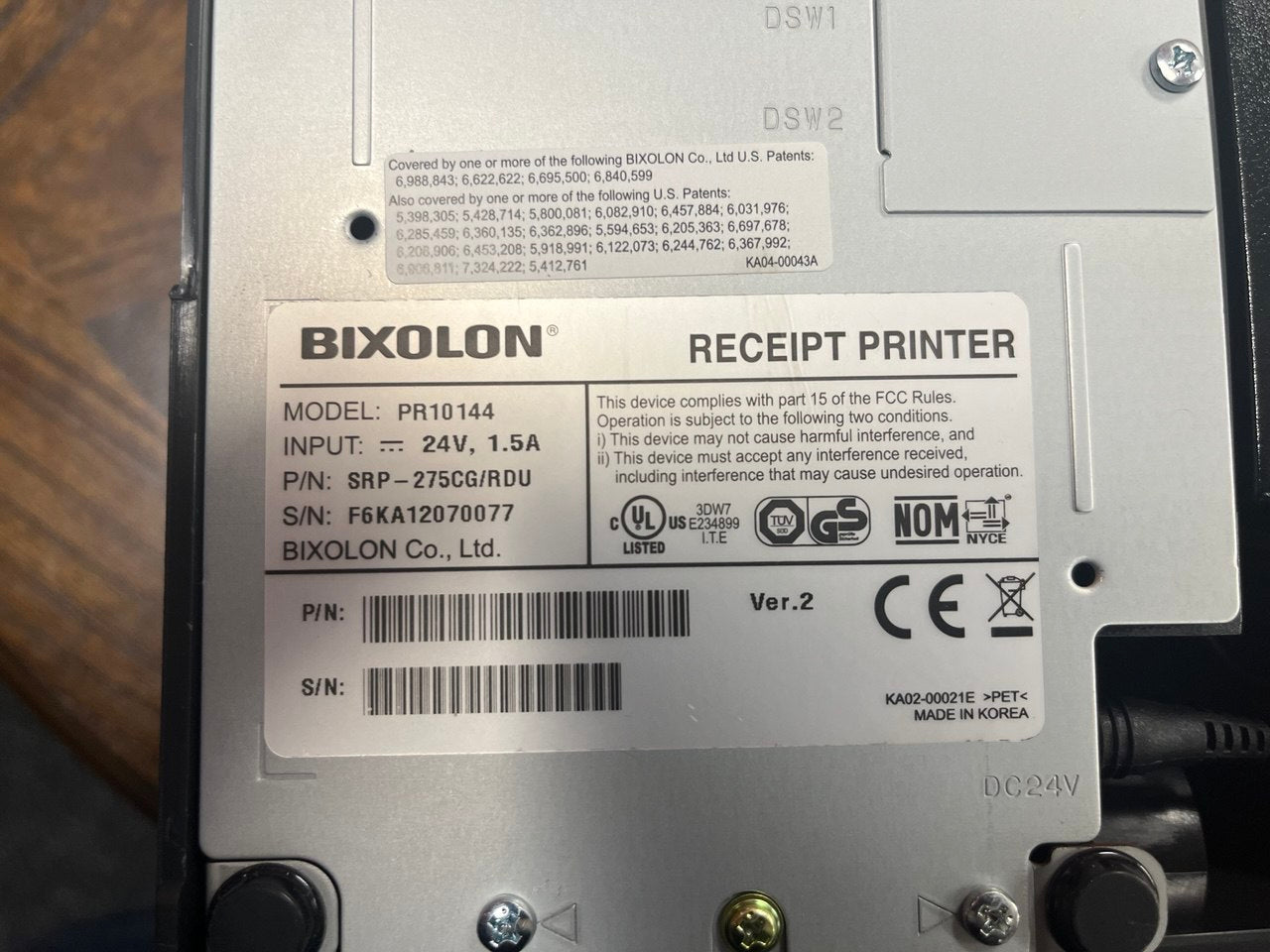 Bixolon PR10144 Radiant Systems Thermal Receipt Printer w/ Power