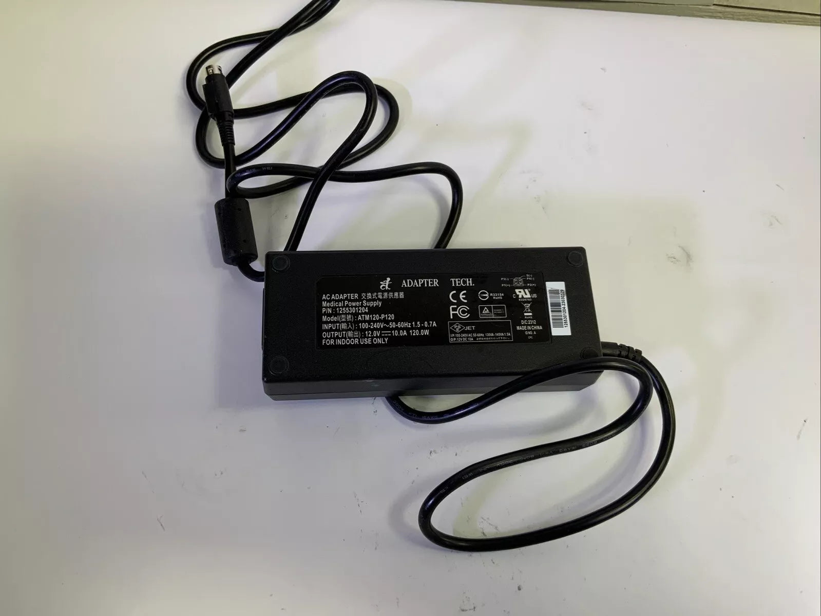 Genuine Adapter Tech ATM120-P120 Medical Power Supply - Used