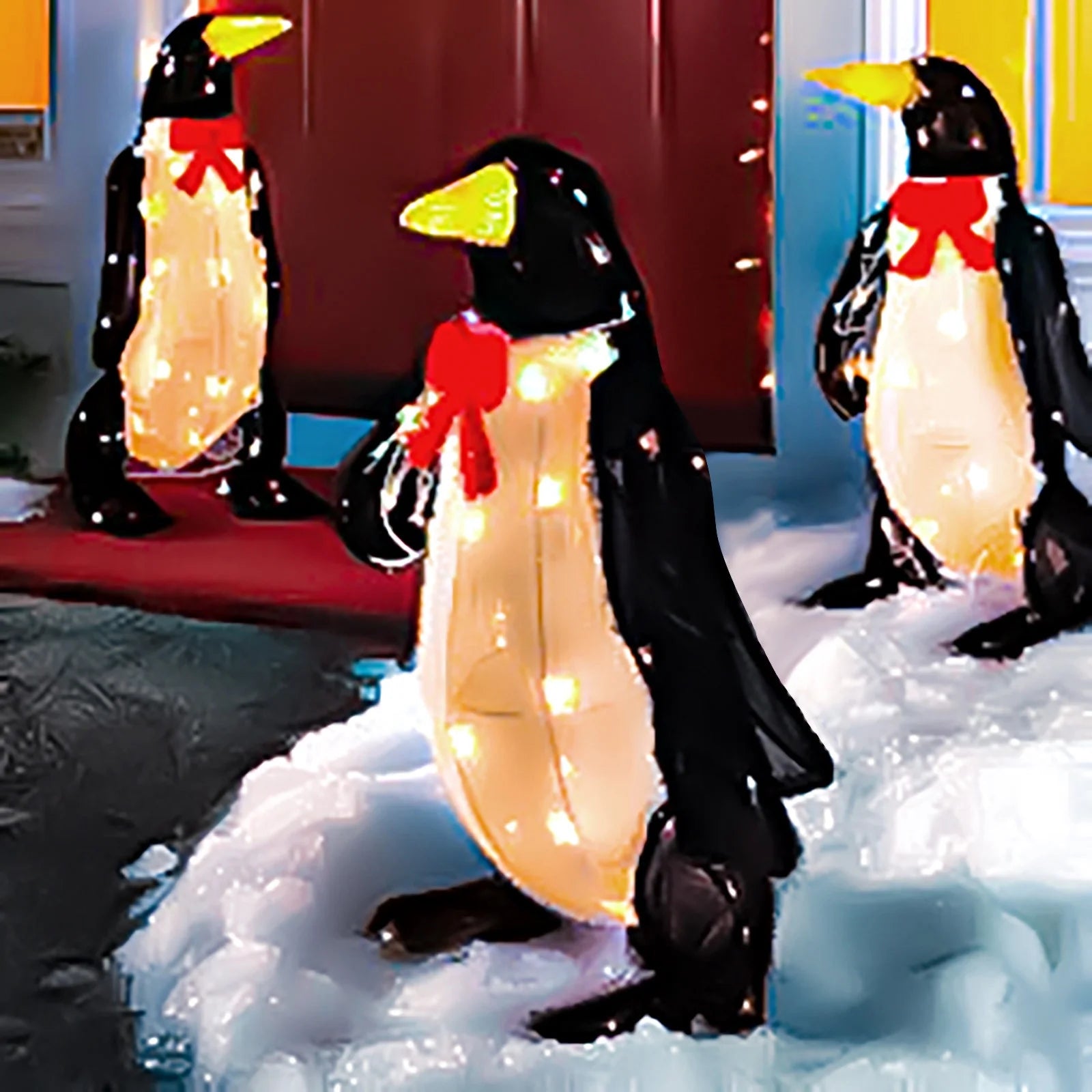 Christmas Clearance!  Christmas Lights Outdoor, Glittering Animals with Strip Lights, Pre-Lit LED Christmas Lights for Outdoor Patio Yard Garden Christmas Decoration 1PC (Penguin)