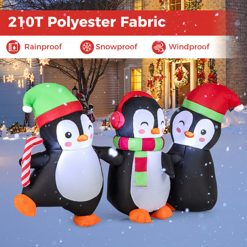 Christmas Inflatable Penguins Family with Built-In LED Lights