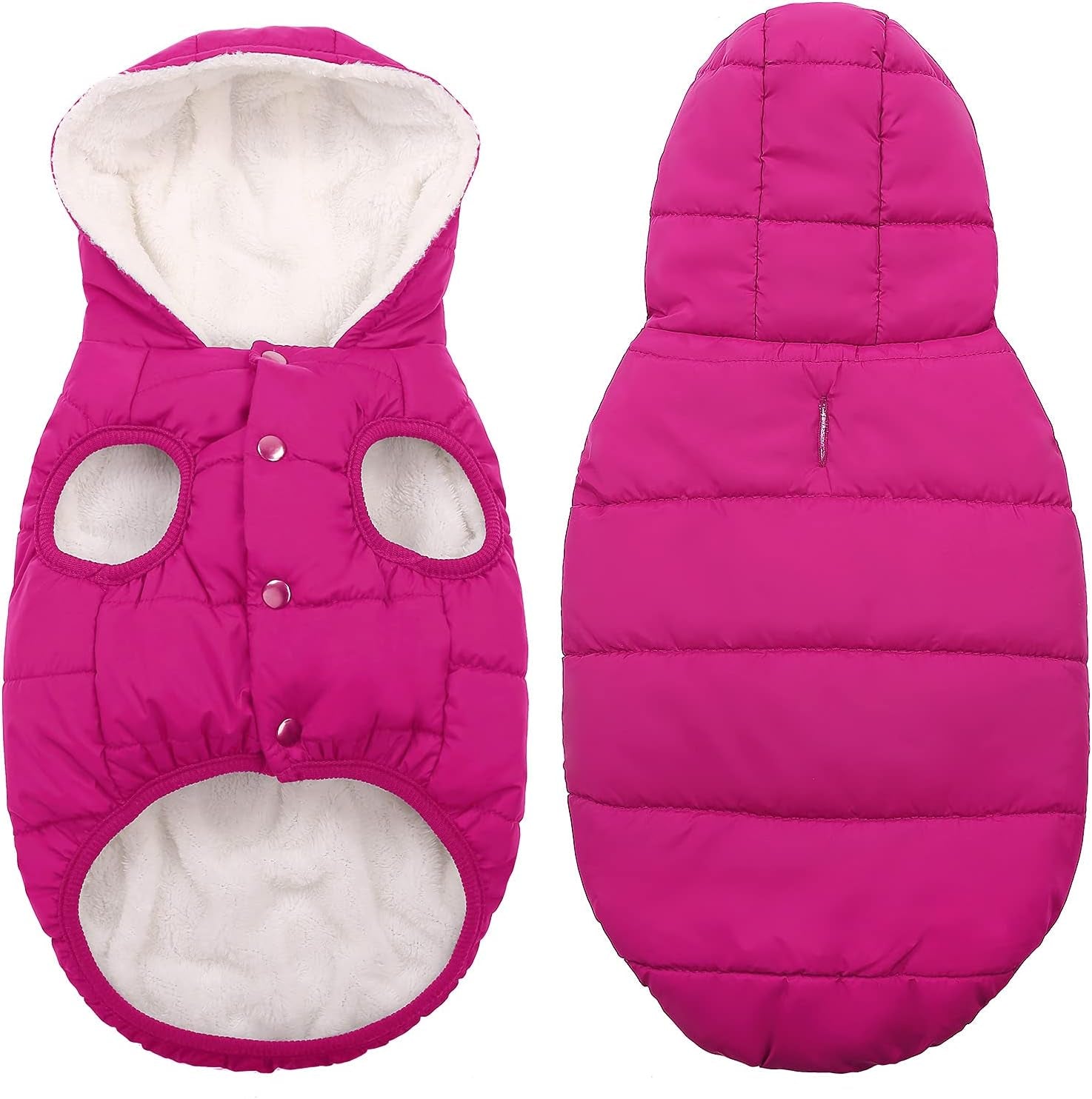 Dog Fleece Hoodie, Windproof Waterproof Dog Coat Fleece & Cotton Lined Warm Dog Jacket, Cold Weather Pet Apparel Clothes Vest for Small Medium Large Dog (L: Length 15", Chest 17.3"-20", Pink)