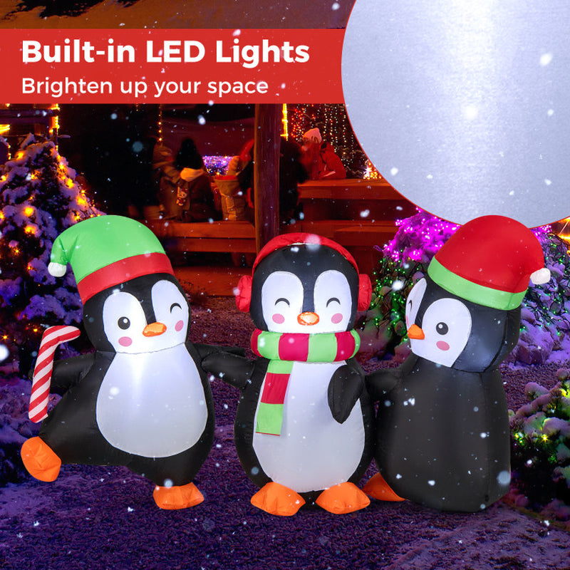 Christmas Inflatable Penguins Family with Built-In LED Lights