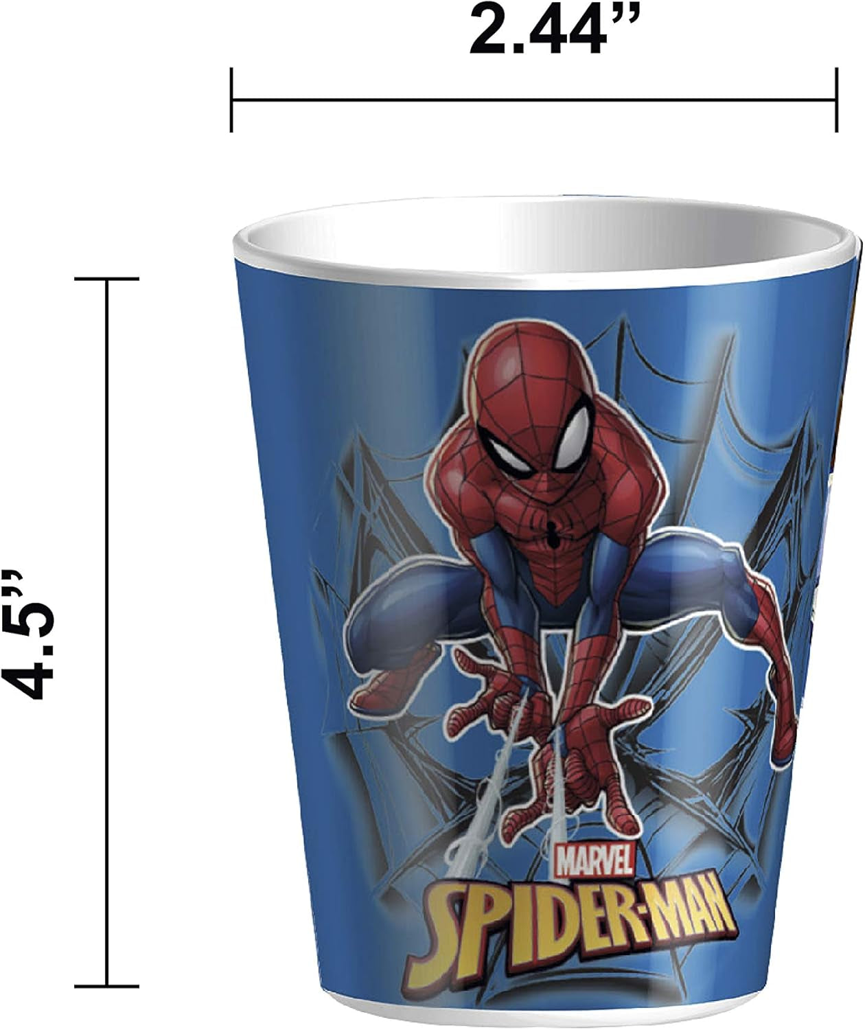 Zak! Marvel Spider-Man - 5-Piece Dinnerware Set - Durable Plastic & Stainless Steel - Includes Tumbler, 8-Inch Plate, 6-Inch Bowl, Fork & Spoon - Suitable for Kids Ages 3+