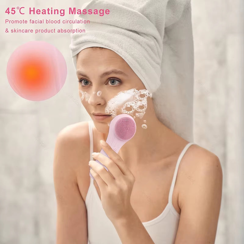 Sonic IPX7 Waterproof Facial Cleansing Brush Device Silicone Face Scrubber Exfoliator Cleaner Vibration Massager Deep Cleansing