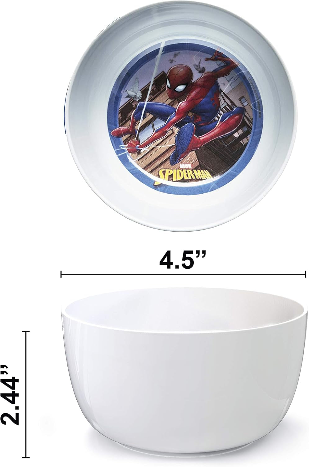 Zak! Marvel Spider-Man - 5-Piece Dinnerware Set - Durable Plastic & Stainless Steel - Includes Tumbler, 8-Inch Plate, 6-Inch Bowl, Fork & Spoon - Suitable for Kids Ages 3+