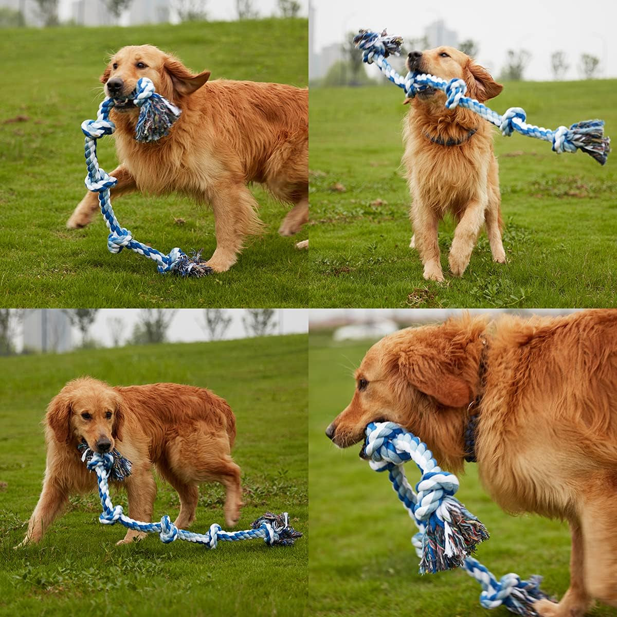 Dog Rope Toys for Large Dog Aggressive Chewers, Dog Interactive Toys for Boredom Heavy Duty, 5 Knot Tough Rope Chew Toy, Red