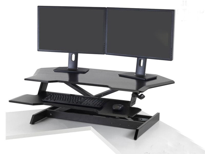 Ergoton 33-468-921 Workfit Corner Standing Desk Converter - Black - Sit Stand N/R