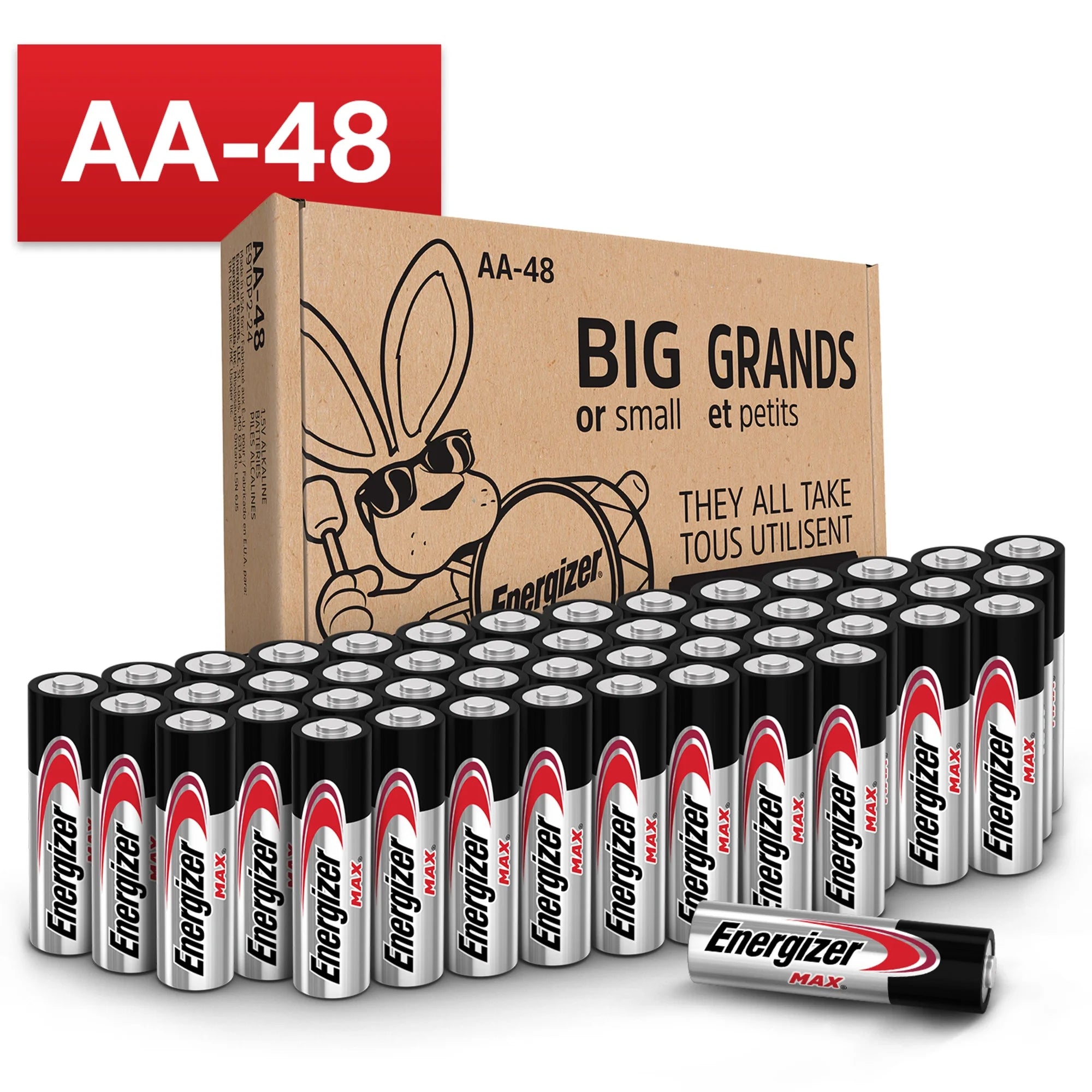 MAX AA Batteries (48 Pack), Double a Alkaline Batteries