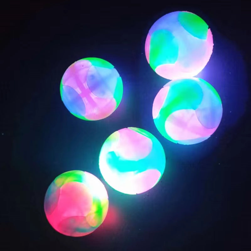 Glowing Ball Dog Toy LED Dog Balls Flashing Elastic Ball Molar Ball Pet Color Light Ball Interactive Toys for Puppy Cats Dog