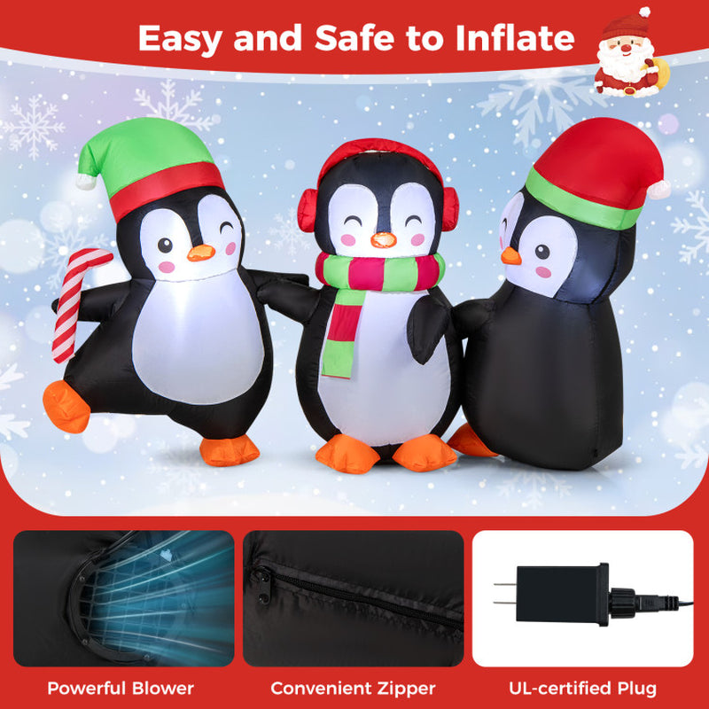 Christmas Inflatable Penguins Family with Built-In LED Lights