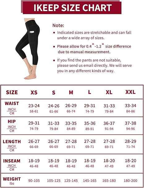 IKeep High Waist Women Yoga Capri Leggings with Pockets for Women – NIB