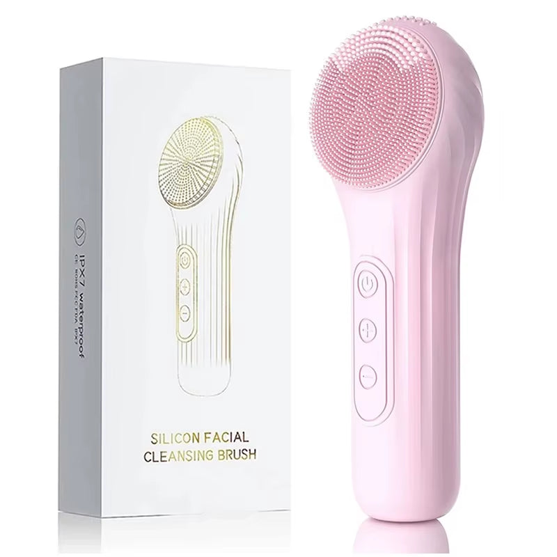 Sonic IPX7 Waterproof Facial Cleansing Brush Device Silicone Face Scrubber Exfoliator Cleaner Vibration Massager Deep Cleansing