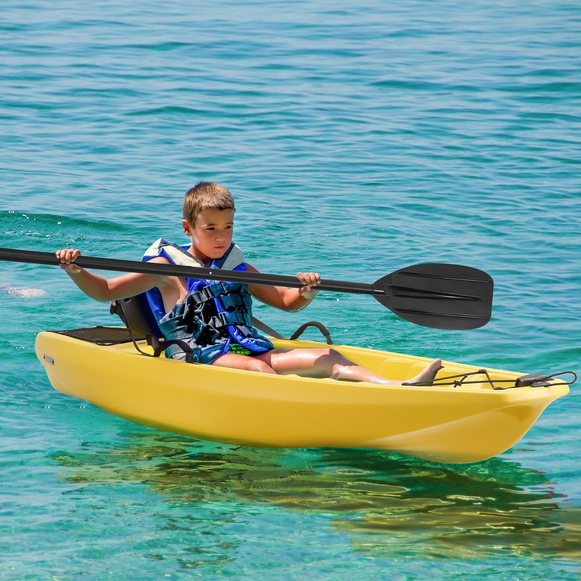 Kayak with Paddle 6.5FT Kayak 4-Level Footrest Sit on Top for Youth Kid to Teen up to 121Lbs