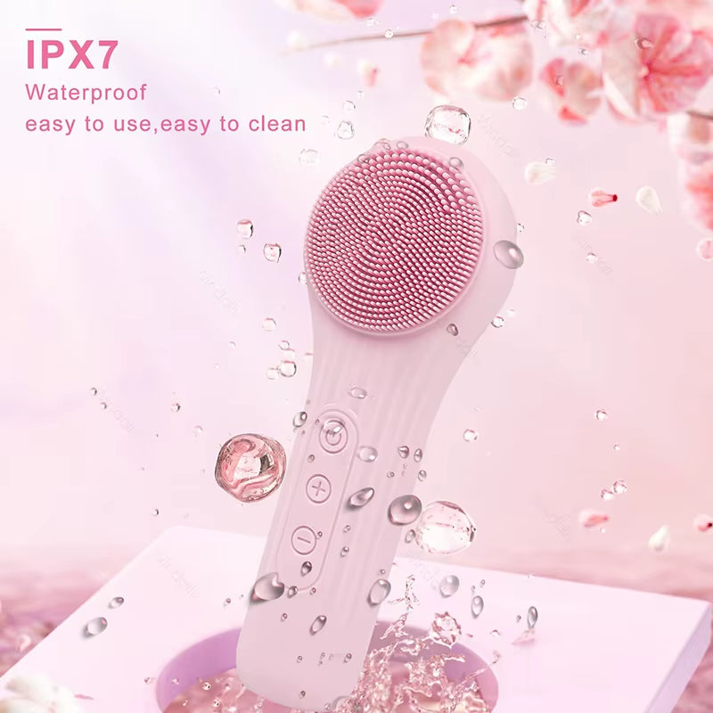 Sonic IPX7 Waterproof Facial Cleansing Brush Device Silicone Face Scrubber Exfoliator Cleaner Vibration Massager Deep Cleansing