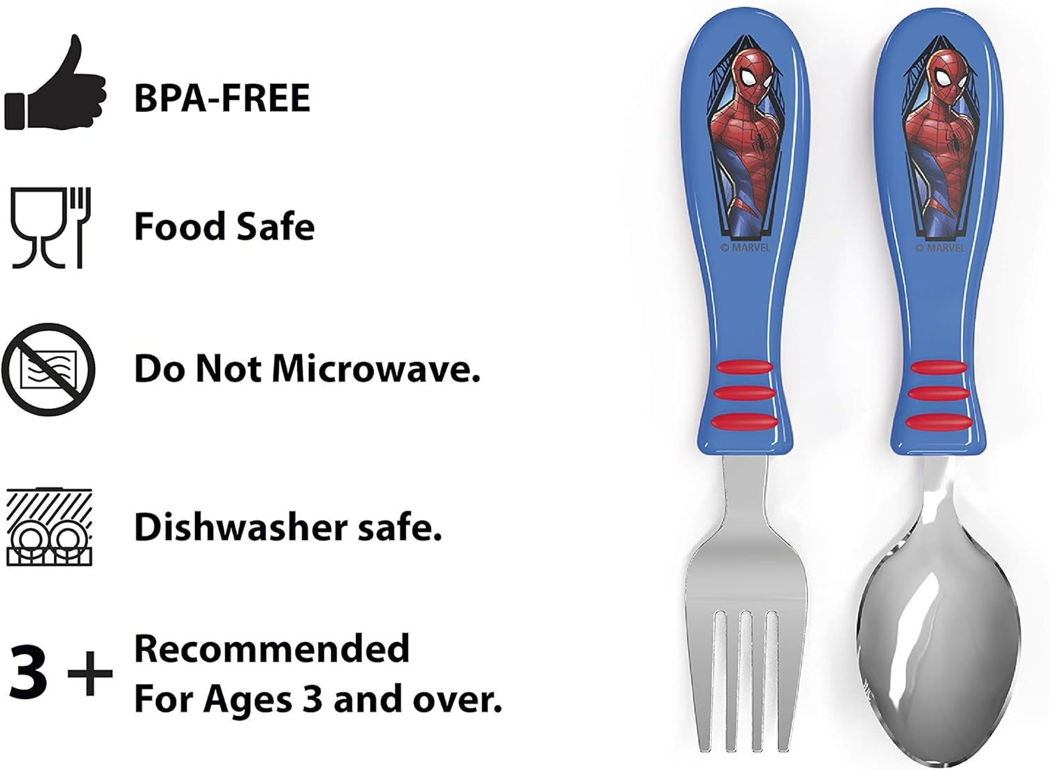 Zak! Marvel Spider-Man - 5-Piece Dinnerware Set - Durable Plastic & Stainless Steel - Includes Tumbler, 8-Inch Plate, 6-Inch Bowl, Fork & Spoon - Suitable for Kids Ages 3+