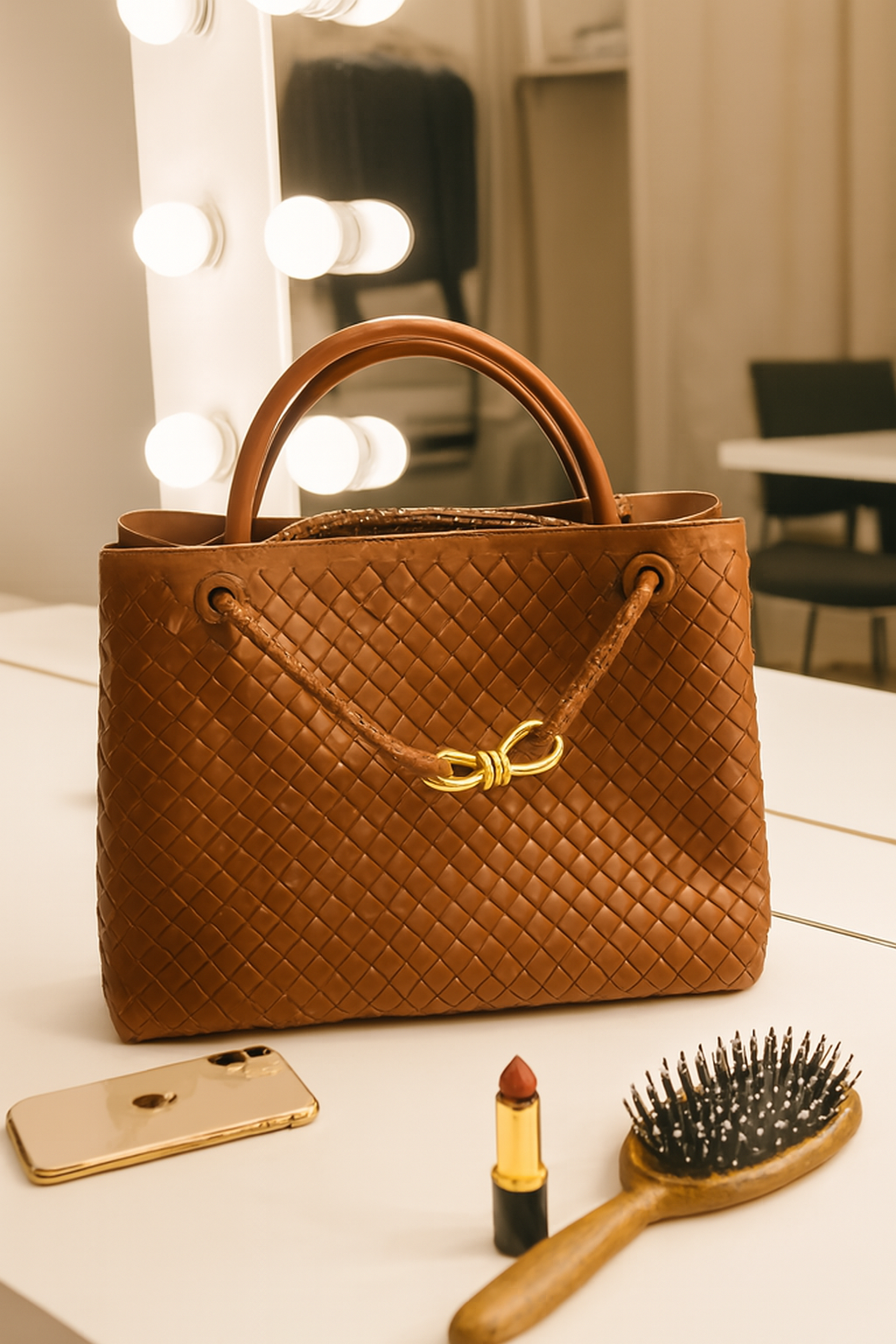 Woven Elegance Tote Handbag – “Saddle Knot” Edition -NIB