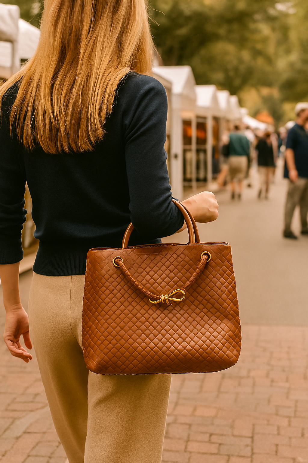 Woven Elegance Full-size Tote Handbag Purse  – “Saddle Knot” Edition -NIB