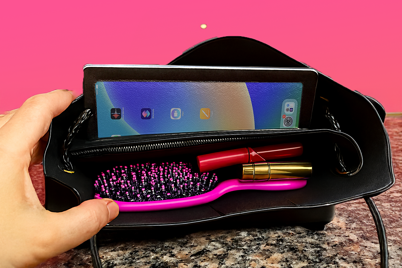 Woven Elegance Full-Size Handbag Purse – Black & Gold Edition -NIB