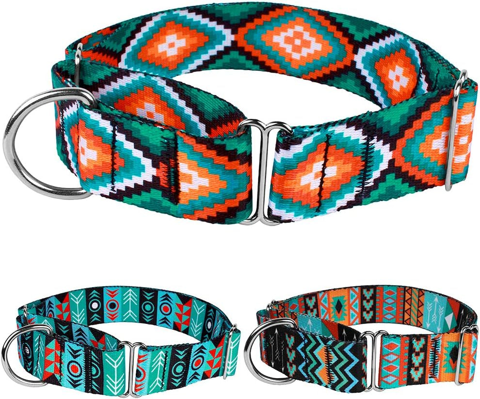 Martingale Dog Collar Nylon Safety Training Tribal Pattern Adjustable Heavy Duty Collars for Dogs Medium Large (Pattern 3, Large, Neck Size 15"-20")