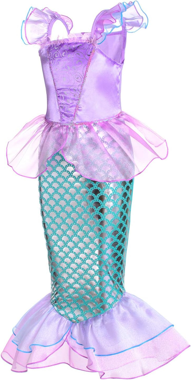 Little Girls Mermaid Princess Costume for Girls Dress up Party with Gloves,Crown Mace 3-10 Years