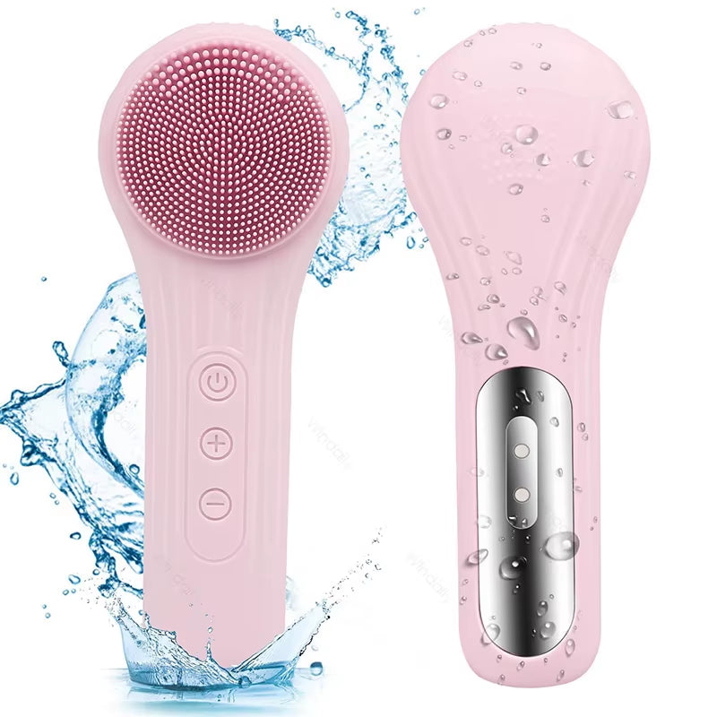 Sonic IPX7 Waterproof Facial Cleansing Brush Device Silicone Face Scrubber Exfoliator Cleaner Vibration Massager Deep Cleansing