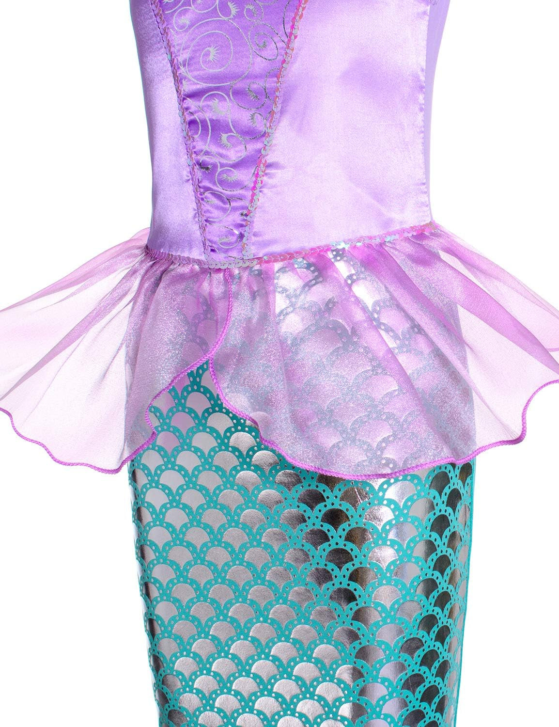 Little Girls Mermaid Princess Costume for Girls Dress up Party with Gloves,Crown Mace 3-10 Years