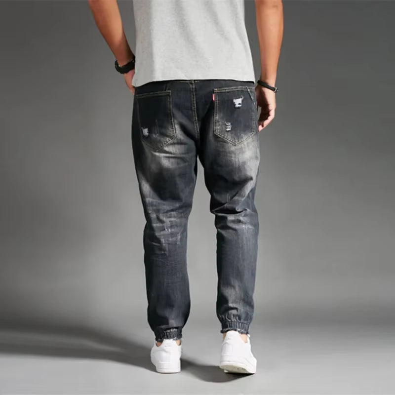 Ripped Jeans for Men Blue Black Denim Mens Jean Homme Harem Hip Hop plus Size Trousers 44 46 48 Mens Uomo Fashions Jogger Pants