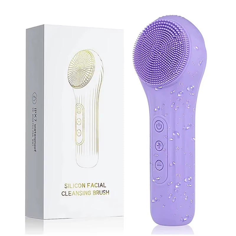 Sonic IPX7 Waterproof Facial Cleansing Brush Device Silicone Face Scrubber Exfoliator Cleaner Vibration Massager Deep Cleansing