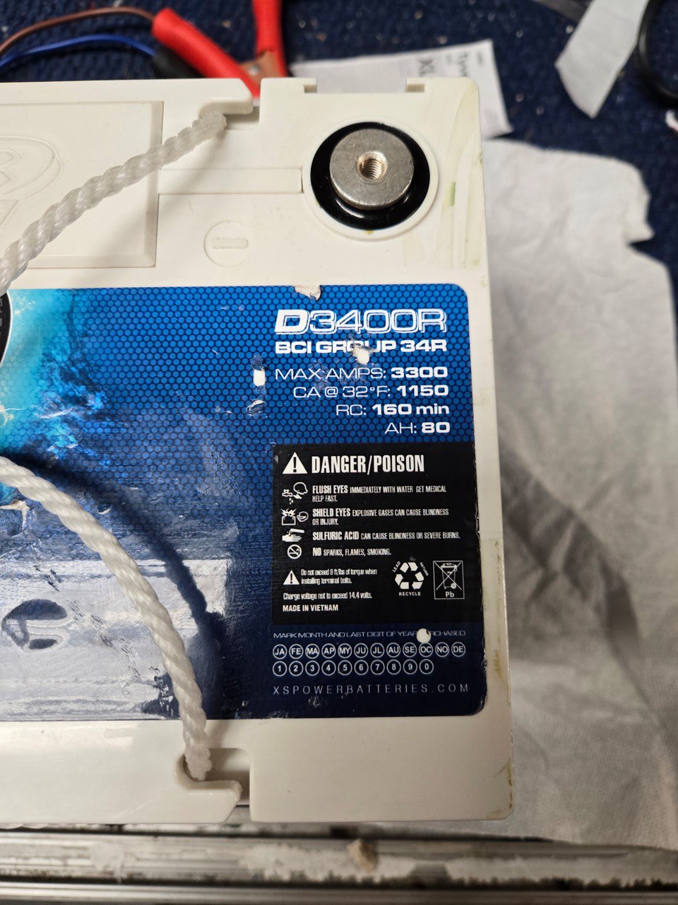 XS Power D3400R 12V AGM Battery - High Output Power Cell - R