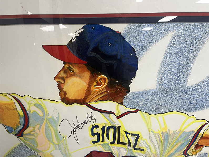 LOT 19 - JOHN SMOLTZ PORTRAIT - Original Signed Painting with Photos