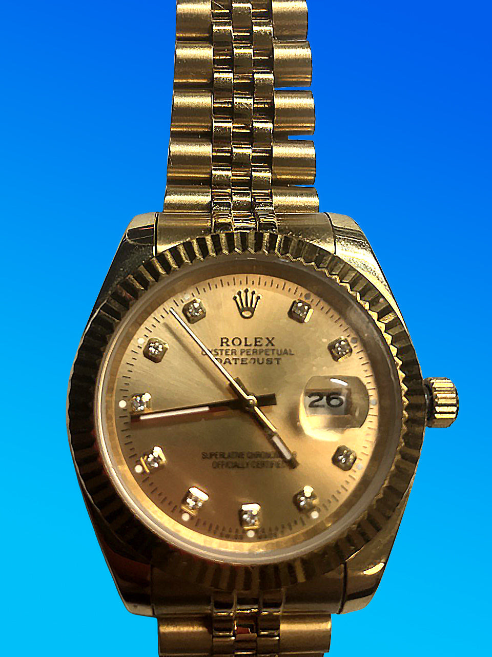 Rolex Datejust Yellow Gold Watch 26mm Champagne Dial 72200 Replica